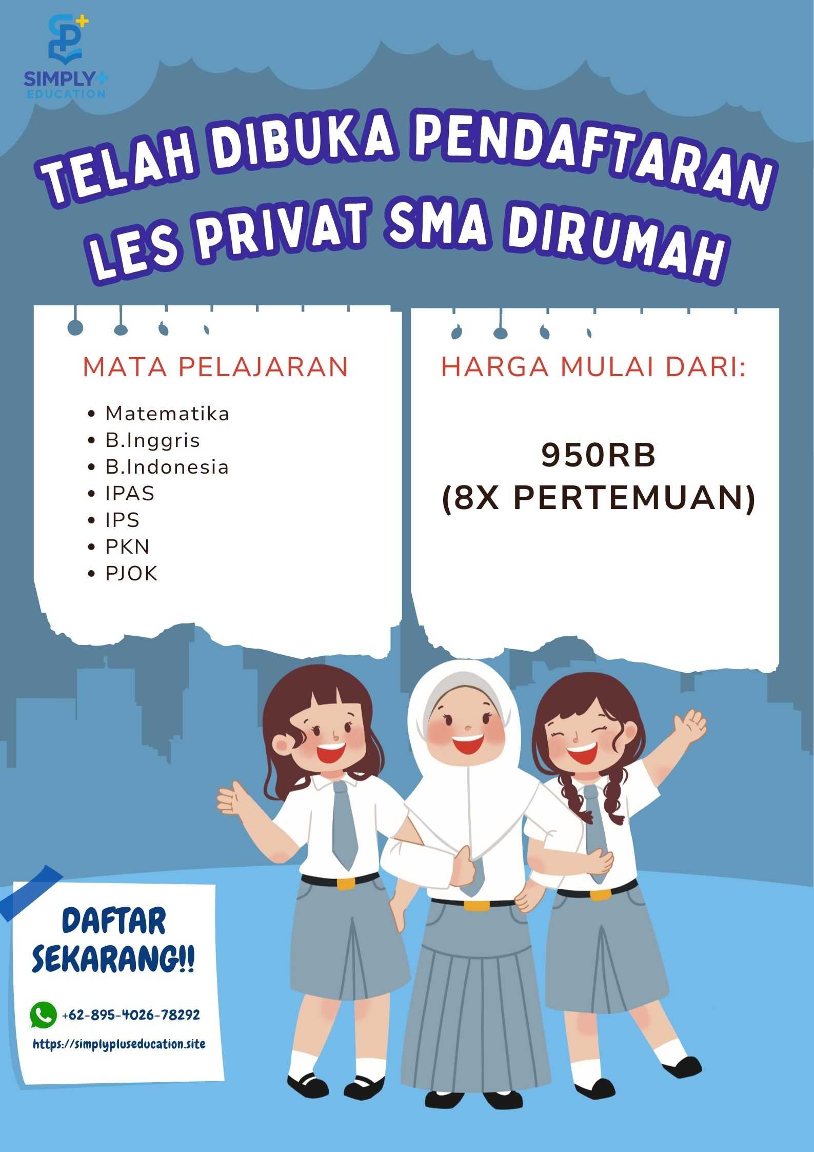 Les Privat SMA di Rumah Tangerang | Harga 950RB (8x Pertemuan)