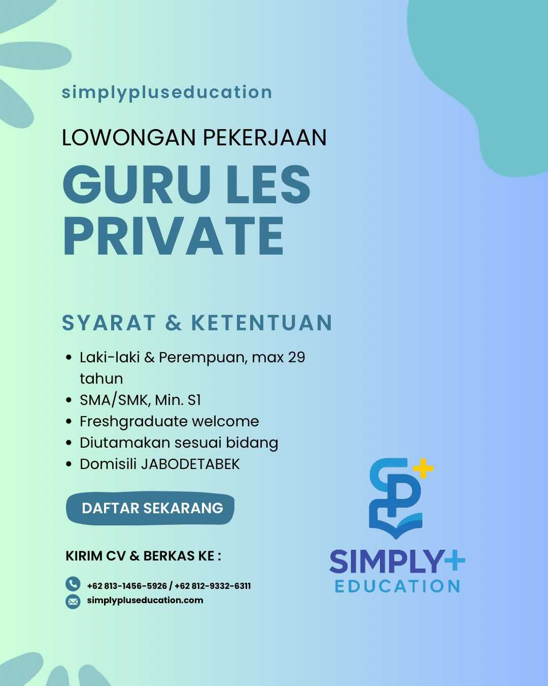 📢 Simply Plus Education sedang membuka lowongan!