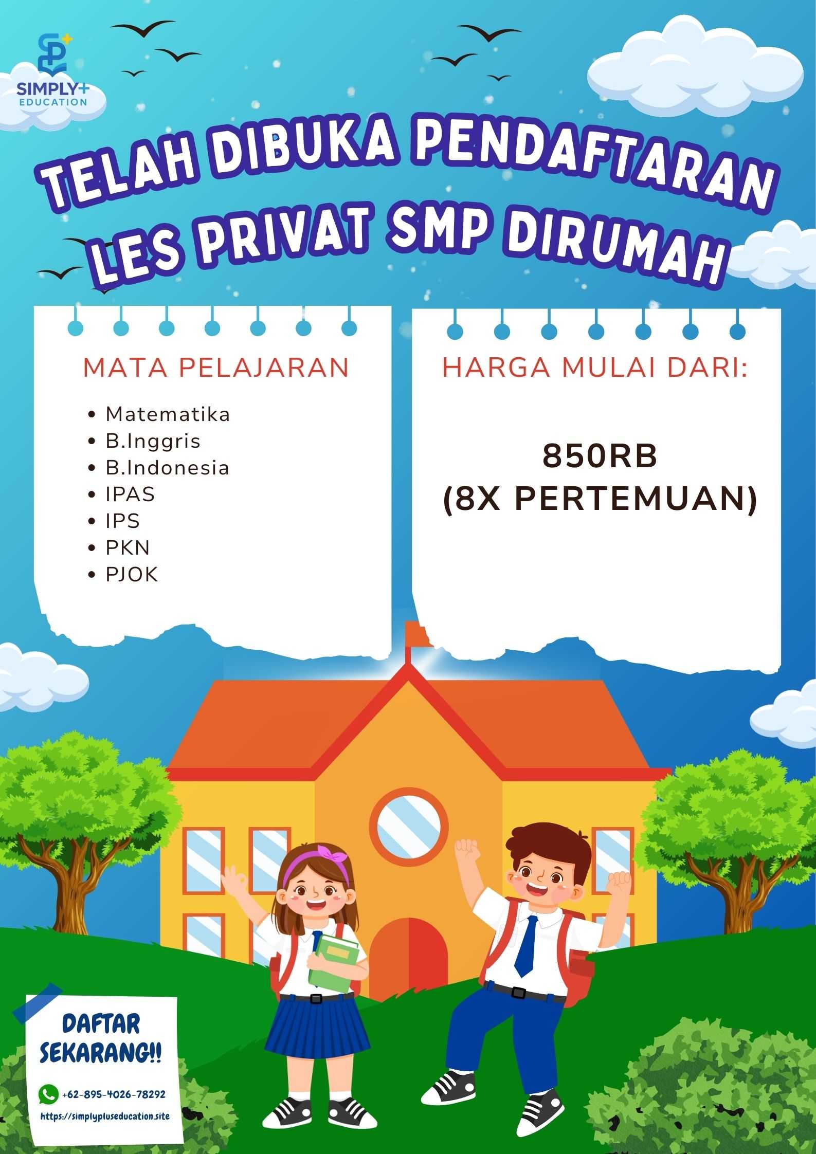 Les Privat SMP di Rumah Tangerang | Harga 850RB (8x Pertemuan)