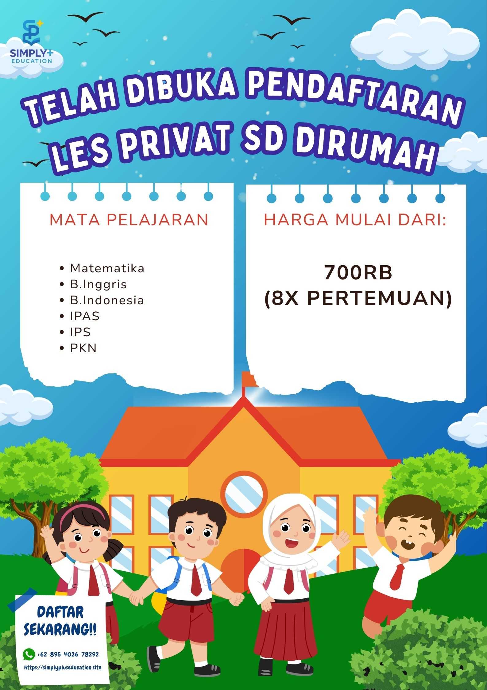 Les Privat SD di Rumah Tangerang | Simply Plus Education Mulai 700RB